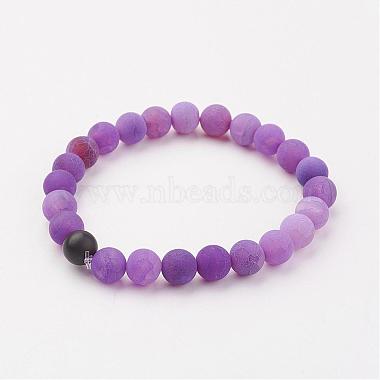 Frosted Natural Weathered Agate(Dyed) Stretch Bracelets(BJEW-JB03135)-2