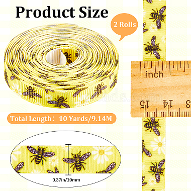 Polyester Bees Printed Grosgrain Ribbons(SRIB-WH20020-018C)-2