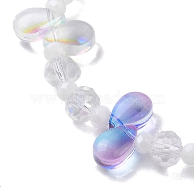 Stretcharmband aus transparentem Glas mit Schmetterling und Blume(BJEW-JB10109)-5