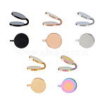 10Pcs 5 Colors 304 Stainless Steel Cuff Earrings, Flat Round, Mixed Color, 11x10mm, 2pcs/color(EJEW-HS0001-34B)