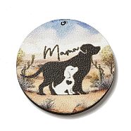 Mother's Day Theme Wooden Pendants, Dog, 39.5x2.5mm, Hole: 1.6mm(FIND-Z031-01H)