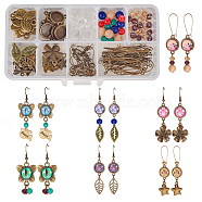 SUNNYCLUE DIY Earring Making, with Tibetan Silver Pendants, Alloy Cabochon Connector Settings, Transparent Glass Cabochons, Glass Beads and Iron Head Pins, Antique Bronze, 13.5x7x3cm(DIY-SC0004-56AB)