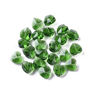 Transparent Glass Beads, Faceted, Heart, Green, 10x10x7mm, Hole: 1~1.2mm(GLAA-K002-07A-03)