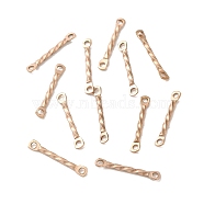 Ion Plating(IP) 304 Stainless Steel Connector Charms, Twisted Bar, Rose Gold, 15x2x1.2mm, Hole: 1mm(STAS-Q323-02C-RG)