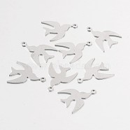 Bird 316 Surgical Stainless Steel Filigree Charms, Stainless Steel Color, 14x11x0.5mm, Hole: 0.5mm(X-STAS-M258-11)
