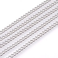 201 Stainless Steel Curb Chains, Unwelded, Faceted, Stainless Steel Color, 3mm(CHS-L017-22B)