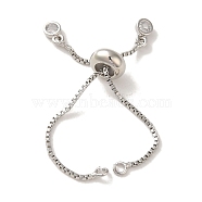 Rack Plating Adjustable Brass Box Chain Slider Bracelet Making, with Lobster Claw Clasps and Silicone Beads, Long-Lasting Plated, Cadmium Free & Lead Free, Platinum, 6x0.1cm, Hole: 1.6mm(KK-M285-03P)