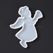 Angel with Heart Pendant Silicone Molds, Resin Casting Molds, for UV Resin, Epoxy Resin Craft Making, White, 87x67x6mm, Hole: 3mm(DIY-K051-28)