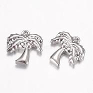 201 Stainless Steel Charms, Coconut Tree, Stainless Steel Color, 14.5x13.5x3mm, Hole: 1mm(STAS-G071-10P)