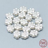925 Sterling Silver Beads, Flower with Knot, Silver, 10x8x5mm, Hole: 2mm(STER-T002-48S)