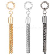 3 Sets 3 Colors  Alloy Keychain Tassel Chain Pendant Decoration, for DIY Bag Ornaments Hardware Accessories, Mixed Color, 95mm, 1 set/color(HJEW-UN0001-25)