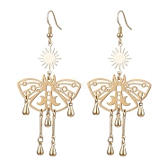 201 Stainless Steel Butterfly Pendants Dangle Earrings, Brass Finding for Women, Golden, 80x36mm(EJEW-TA00450)