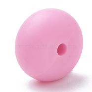 Food Grade Eco-Friendly Silicone Beads, Chewing Beads For Teethers, DIY Nursing Necklaces Making, Rondelle, Hot Pink, 14x8mm, Hole: 3mm(SIL-Q001B-16)