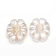 Plating Acrylic Beads, Metal Enlaced, Flower, Clear, 24.5x19x6mm, Hole: 2mm, about 264pcs/500g(PACR-S219-05)