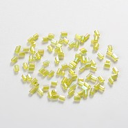 11/0 Two Cut Glass Seed Beads, Hexagon, Transparent Colours Rainbow, Light Green, Size: about 2.2mm in diameter, about 37500pcs/Pound(CSDB164)
