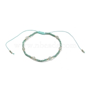 Adjustable Nylon Cord Braided Bead Bracelet, with FGB Round Glass Seed Beads, Natural Green Aventurine Beads and Electroplate Glass Beads, Inner Diameter: 2~4 inch(5.2~10cm)(BJEW-JB05683-02)