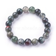 Natural African Bloodstone Stretch Bracelets, Round, 2-1/4 inch~2-3/8 inch(5.7~6cm), Beads: 10~10.5mm(BJEW-F380-01-C01)