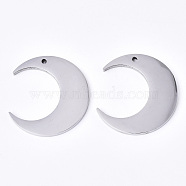 304 Stainless Steel Pendants, Laser Cut, Crescent, Stainless Steel Color, 31x29x2mm, Hole: 1.6mm(STAS-N087-35)