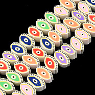 Handmade Polymer Clay Beads Strands, Eye, Mixed Color, 6~8x9.5~12x4~5mm, Hole: 1.6mm, about 40pcs/strand, 10.43 inch~11.42 inch(26.5~29cm)(CLAY-N008-078-B01)