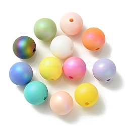 UV Plating Rainbow Iridescent Acrylic Beads, Round, Mixed Color, 16mm, Hole: 2.5mm(OACR-K003-002)