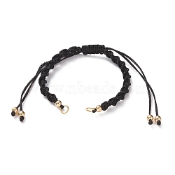 Adjustable Polyester Braided Cord Bracelet Making, with Brass Beads and 304 Stainless Steel Jump Rings, Golden, Black, Single Chain Length: about 5-1/2 inch(14cm)(AJEW-JB00848-02)