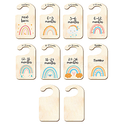 Wood Baby Closet Size Dividers, Baby Clothes Organizers, from Newborn to Toddler, Rainbow Pattern, 100x180x2.5mm, 10pcs/set(AJEW-WH0353-001)