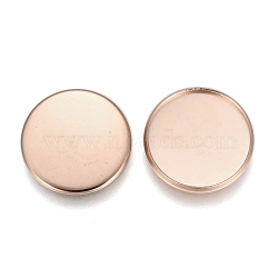 304 Stainless Steel Plain Edge Bezel Cups, Cabochon Settings, Flat Round, Rose Gold, Tray: 16mm, 17.5x2mm(STAS-E460-10RG-16MM)