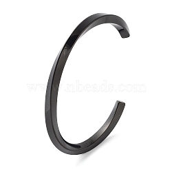 304 Stainless Steel Twisted Open Cuff Bangles for Women, Black, 1/4 inch(0.5cm), Inner Diameter: 2-1/4 inch(5.85cm)(BJEW-B097-01B)