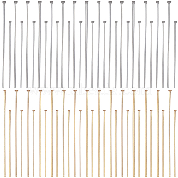 400Pcs 4 Styles 304 Stainless Steel Flat Head Pins, Golden & Stainless Steel Color, 35~50x0.7mm(21 Gauge), 100pcs/style(STAS-SC0005-78)