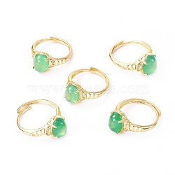 Adjustable Brass Finger Rings, with Cubic Zirconia, Golden, Size 7, 17mm(RJEW-L096-07G)