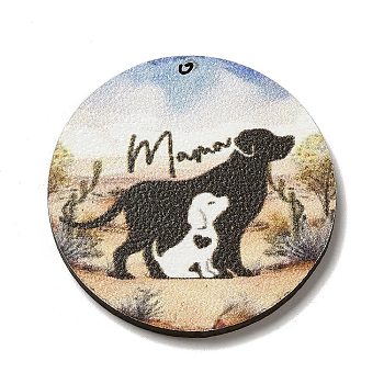 Mother's Day Theme Wooden Pendants, Dog, 39.5x2.5mm, Hole: 1.6mm