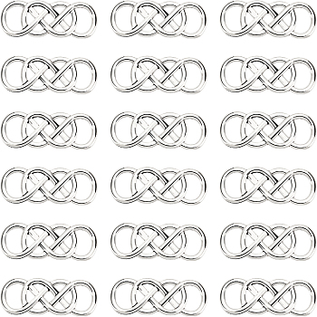 50Pcs Tibetan Style Alloy Connector Charms, Knot Links, Cadmium Free & Lead Free, Antique Silver, 32x12.5x2mm, Hole: 9x5mm, 50pcs