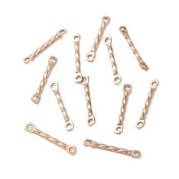 Ion Plating(IP) 304 Stainless Steel Connector Charms, Twisted Bar, Rose Gold, 15x2x1.2mm, Hole: 1mm