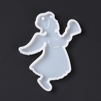 Angel with Heart Pendant Silicone Molds, Resin Casting Molds, for UV Resin, Epoxy Resin Craft Making, White, 87x67x6mm, Hole: 3mm