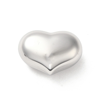 304 Stainless Steel Beads, Heart, Stainless Steel Color, 22x30x15mm, Hole: 2.5mm