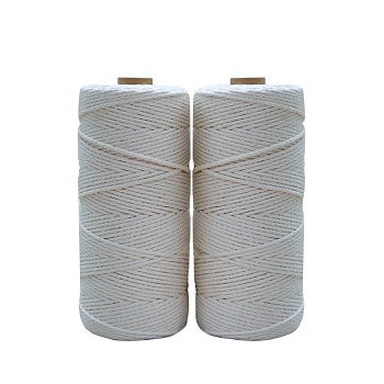 Cotton String Threads for Knit Making, White, 4mm, about 109.36 Yards(100m)/Roll