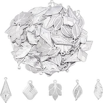 Unicraftale 100Pcs 5 Styles 304 Stainless Steel Pendants, Stainless Steel Color, 20pcs/style