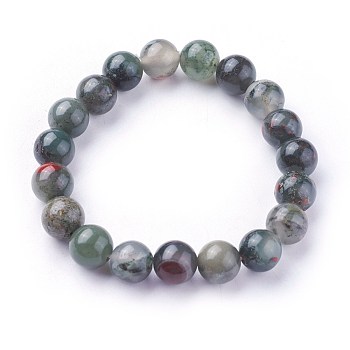 Natural African Bloodstone Stretch Bracelets, Round, 2-1/4 inch~2-3/8 inch(5.7~6cm), Beads: 10~10.5mm