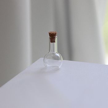 Mini High Borosilicate Glass Bottle Bead Containers, Wishing Bottle, with Cork Stopper, Lamp, Clear, 1.8x3cm