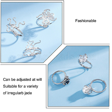 Pandahall Elite 6pcs 3 composants d'anneau en laiton réglables de style(FIND-PH0010-35)-4