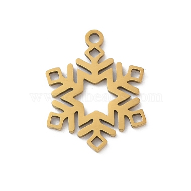 Real 18K Gold Plated Snowflake 201 Stainless Steel Pendants