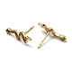 Rack Plating Brass Snake Stud Earrings with Cubic Zirconia(EJEW-D061-62G)-2