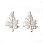 Brass Pendants, Rack Plating, Leaf, Platinum, 23x14.5x1mm, Hole: 1mm(KK-F772-12P)
