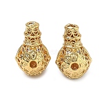 Brass Micro Pave Cubic Zirconia Beads, Hollow Guru Beads, Cadmium Free & Lead Free, Rack Plating, Flower Pattern, Real 18K Gold Plated, 14.5x9.5x9mm, Hole: 1.8mm(KK-D224-14G)
