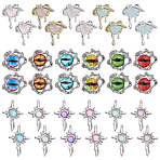 34Pcs 17 Styles Evil Eye & Cross & Heart Zinc Alloy Glass Cabochons, Nail Art Decoration Accessories for Women, Mixed Color, 14~16x12~16x2.5~7mm, 2pcs/style(MRMJ-HY0001-38)
