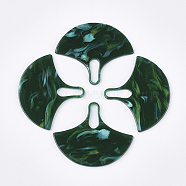 Cellulose Acetate(Resin) Pendants, Ginkgo Leaf, Dark Green, 43x51.5x2mm, Hole: 16x4.5mm(KY-S158-53D)
