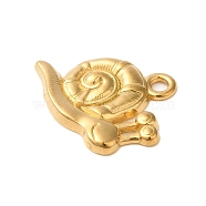 Ion Plating(IP) 304 Stainless Steel Pendants, Snail Charm, Real 18K Gold Plated, 16x16x2mm, Hole: 1.8mm(STAS-N103-74G)