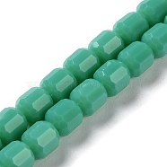 Opaque Glass Beads Strands, Faceted Barrel, Medium Sea Green, 6.5~7x6mm, Hole: 1mm, about 78pcs/strand, 20.28~21.65 inch(51.5~55cm)(GLAA-G112-03G)