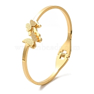 Adjustable Butterfly Vacuum Plating 304 Stainless Steel Bangles for Women, Golden, Inner Diameter: 1-3/4x2-3/8 inch(4.6x5.9cm)(BJEW-F474-18G)