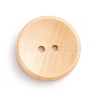 Natural Wooden Buttons, 2-Hole, Dyed, Flat Round, Wheat, 25x4mm, Hole: 2mm(BUTT-WH0015-04C-25mm)